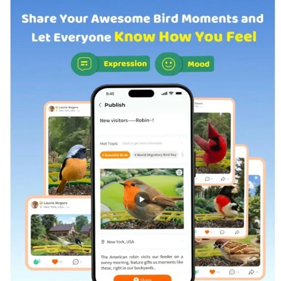 HIXX® Bird Feeder w/ Camera Solar Power Live Bird Watching Camera w/ AI Identify - Picture 3 of 13